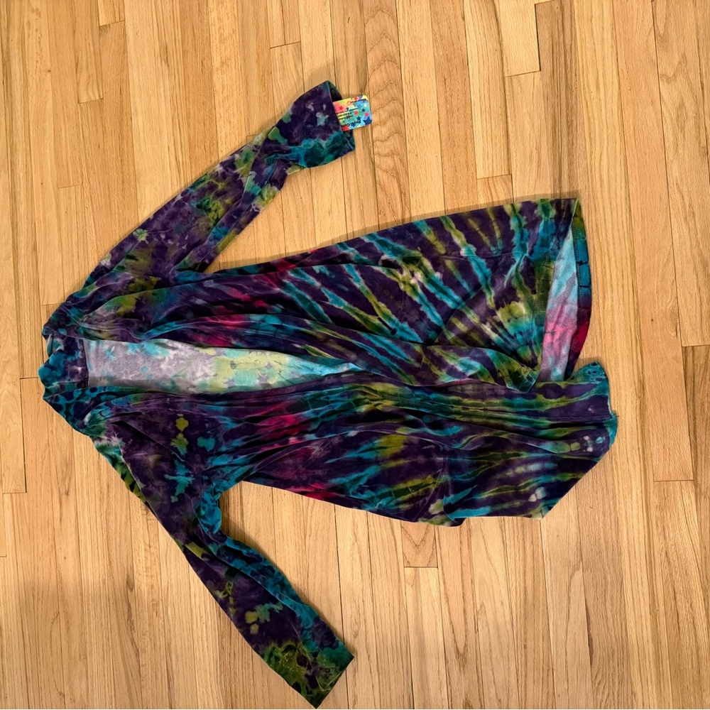 Colorful Tie-Dye Open Cardigan